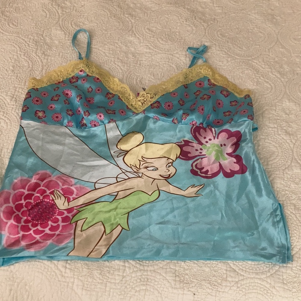 Disney Woman's Tinkerbell Pajama Set Top Med Bottoms Lr